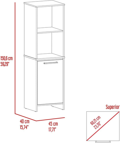 FM FURNITURE White Pantry Cabinet with Adjustable Shelves, Manufactured Wood, Tall Kitchen Pantry Storage Cabinet with Door