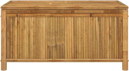 Bamboo Patio Storage Box 43.3x20.5x21.7 Inches | Durable Natural Material, Open Slats Ventilation, Indoor Outdoor Use, Storage Bench