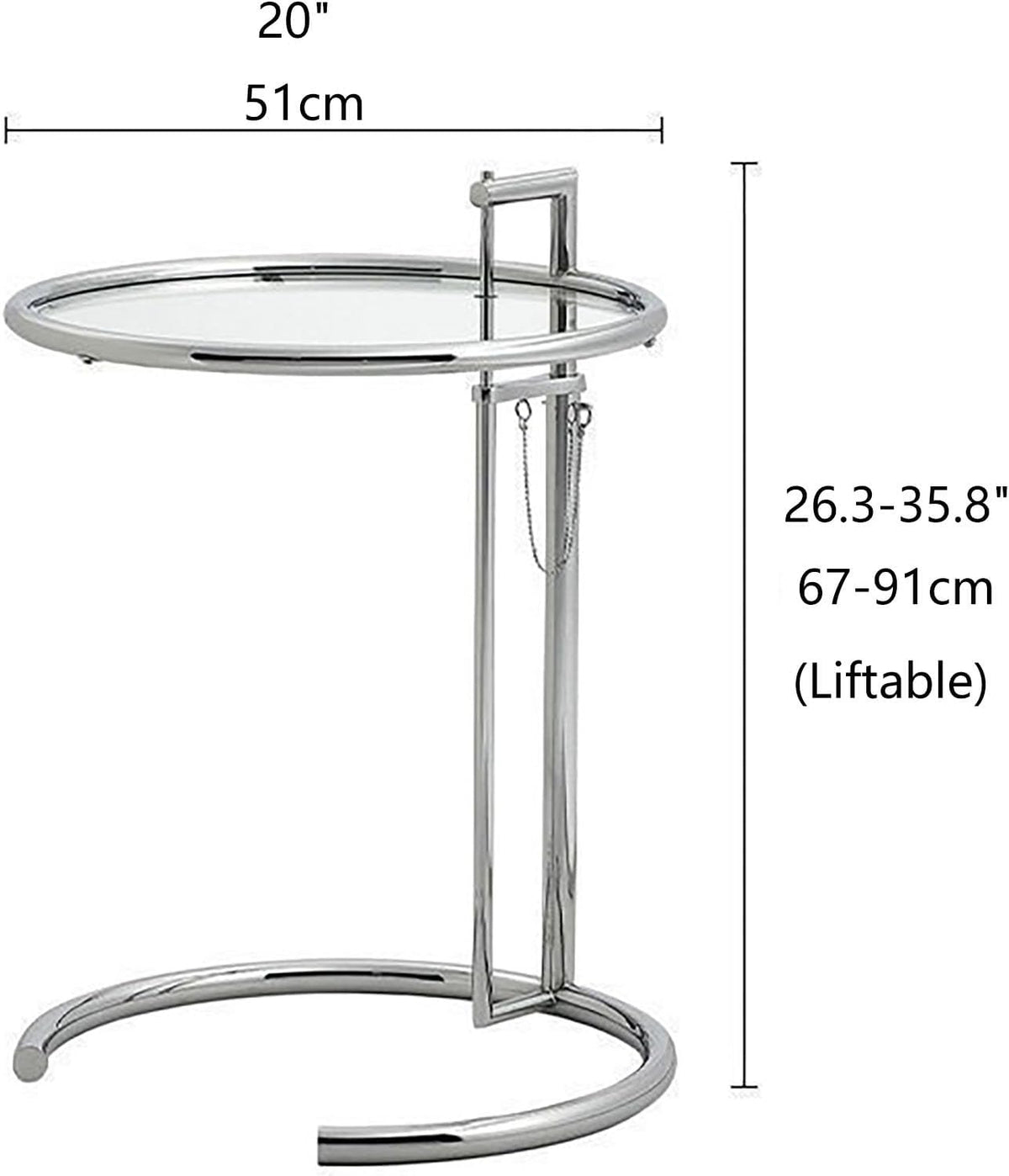 Round End Table, Side Table for Living Room, Small Spaces, Modern White Nightstand, Suitable for Bedroom, Living Room and Balcony(Clear)