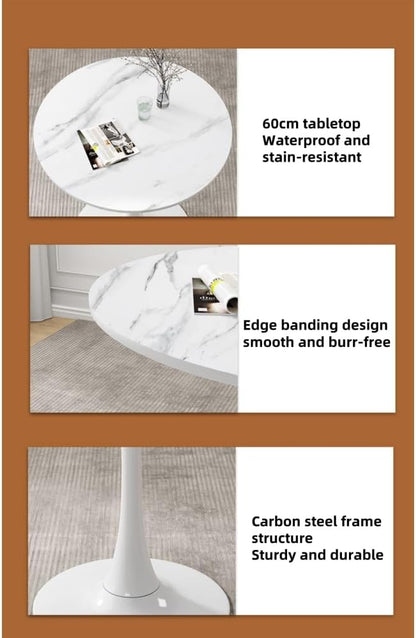24" Round Tulip Dining Table, Mid-Century Modern Kitchen Table for 2-3 People, Small Space Bistro Table for Kitchen Living Room Balcony Office