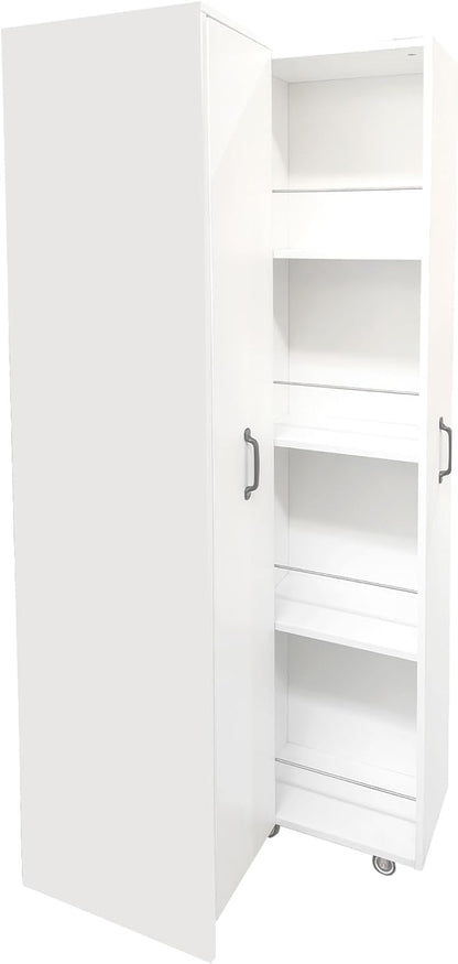 JOYSOURCE Tall Kitchen Pantry Cabinet with Pull-Out Shelves Large 2- Door Free Standing Storage Cabinet for Food, Spice White