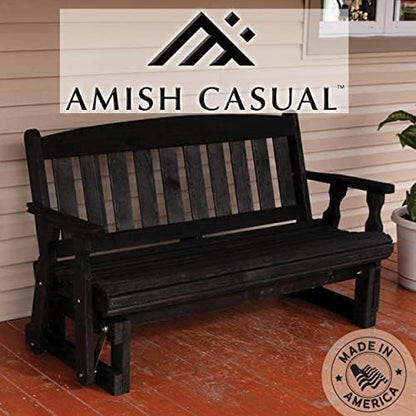 Amish Casual Heavy Duty 800 Lb Mission Pressure Treated Porch Glider (4 Foot, Semi-Solid Black Stain)