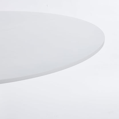 42.1" Round Dining Table Mid Century Modern Tulip Table Kitchen Dining Table for 4 People with MDF Tabletop & Pedestal Base for Coffee Office Living Room Dining Room (White)