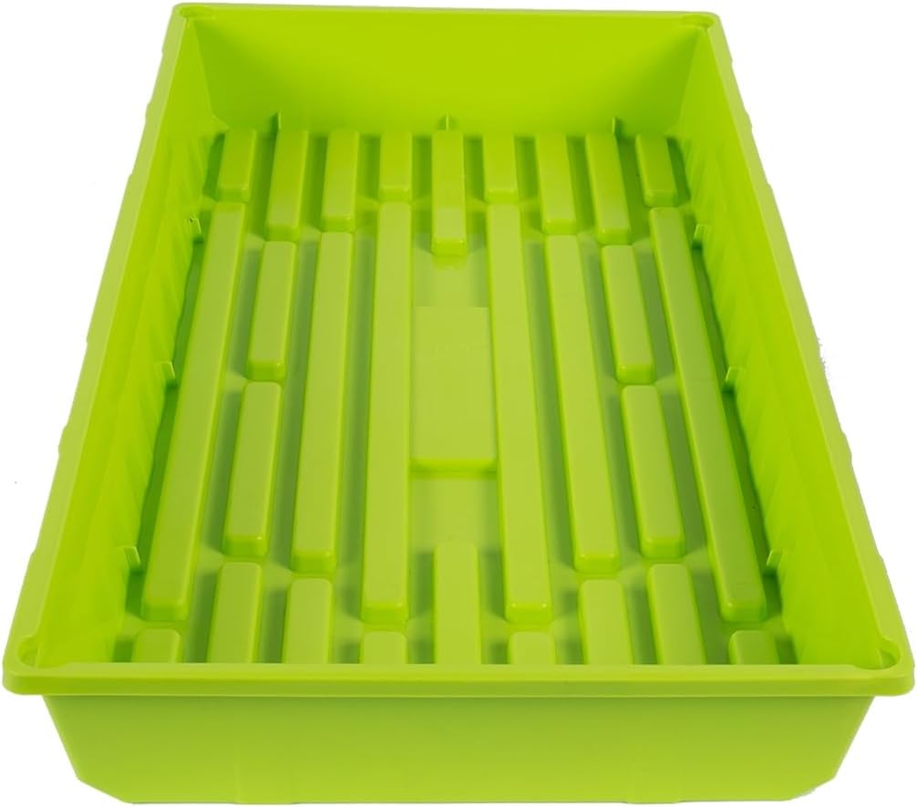 SUNPACK 10" x 20" Mega Plastic Seed Starting Tray, Lime Green, 2.5" (Pack of 10) - No Drainage Holes, Ideal for Greenhouses or Indoor Gardening - Made of Thick, Strong Plastic