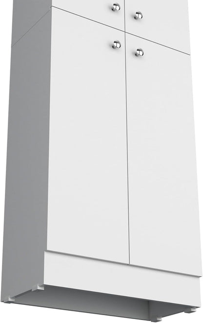 Kitchen Pantry 71" H, 4 Doors, 5 Adjustable Shelves, Laundry, White
