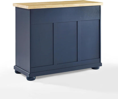 HomeStock Renaissance Rhapsody Kitchen Island with Durable Top and Optional Casters - Island/Cart, Versatile Storage Kitchen Island, Elegant Kitchen Cart Navy