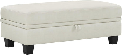 Belffin 45.9" Storage Ottoman Bench Oversized Ottoman for Footrest Upholstered Entryway Bench with Seating for Bedroom, Living Room. Beige