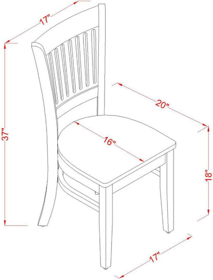 East West Furniture VAC-ESP-W Vancouver Kitchen Dining Chairs - Slat Back Wood Seat Chairs, Set of 2, Espresso