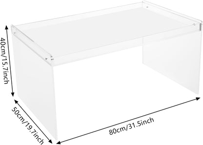 Modern Acrylic Table Clear, Rectangle Acrylic Side Table Furniture, Modern Tea Table 31.5 * 19.7 * 15.7in for Living Room, Office Reception and Bedroom(Clear)