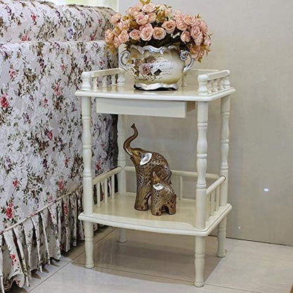 Telephone Table, European-Style Living Room Solid Wood Telephone Stand,Small Square Coffee Table,Sofa Side Table with Drawers,Side Table (