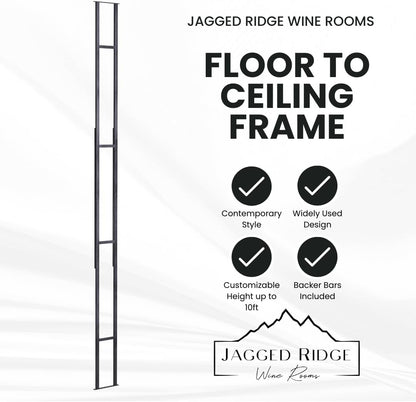 Jagged Ridge Floor-to-Ceiling Wine Rack Bundle 48 Bottles – (1) Floor-to-Ceiling Frame + (4) 12-Bottle Wall-Mounted Wine Racks – Luxurious, Modern, Space-Saving Metal Design for Home, Bar, or Kitchen