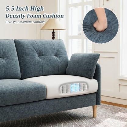 Hanherry Loveseat Sofa, 62.6" Small Couch for Living Room, Comfy Chenille Fabric Love Seat for Bedroom with Throw Pillow,Removable Cushion Cover,Couches for Small Space,Apartment,Dorm