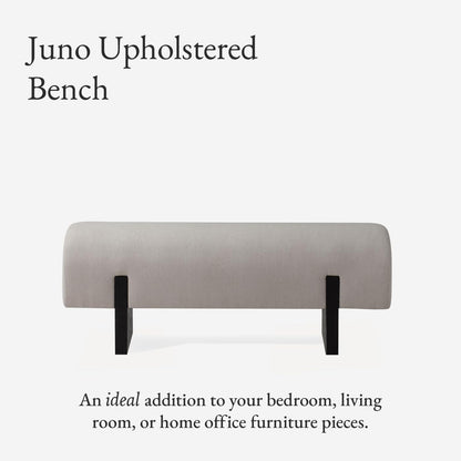 Maven Lane Juno Modern Wooden Upholstered Bench, Padded Seat for Kitchin Dining Room Table, Entryway Accent, or Window Seating in Refined Black Finish