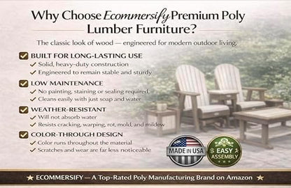 5 FT Purple Amish-Made Porch Glider – 1000 lb Heavy-Duty Poly Lumber wood Roll Back Glider – USA Crafted HDPE Outdoor Seating Furniture - Stainless Steel Hardware – Smooth, Quiet Glide - CupHolders