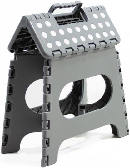 Avalon Multipurpose Folding Stool PVC Sturdy and Durable Home School Nursery Grey Small Folding Ladder (27 x 33 x 26.5cm)