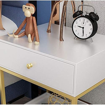 Telephone Table, Bedroom Bedside Table Multifunction Storage Rack Living Room Sofa Side Table Coffee Table Telephone Table 1 Drawer(White
