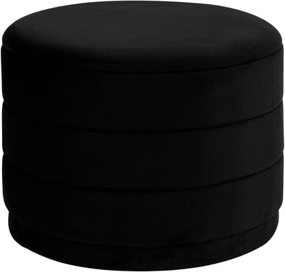 23" Round Velvet Storage Ottoman with Tray | Upholstered Folding Foot Rest Vanity Stool, Multifunctional Coffee Table for Living Room Bedroom Dorm