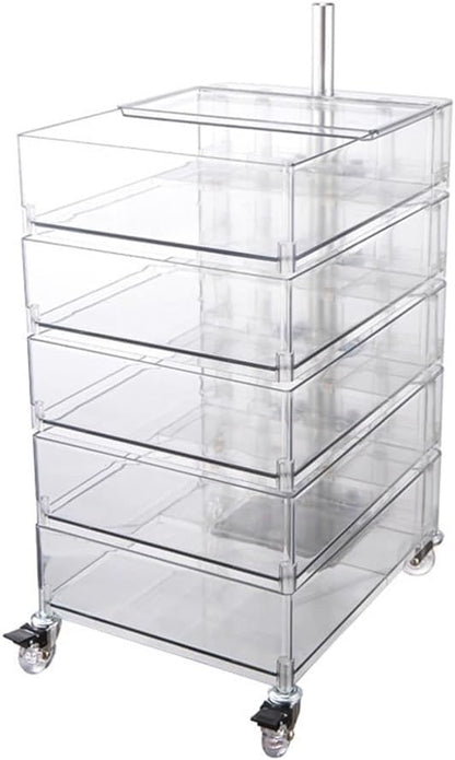 End Table with Storage and Wheels Plastic Side Cabinet Storage Cart Bedside Table Side Tables for Living Room Kitchen Long-Lasting(Clear)