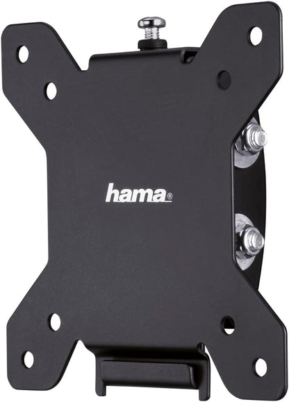Hama Tilting TV Wall Mount, TV Bracket (TV 10 to 26 inches, 66 cm and 30 kg Max, Perfect for Amazon Echo Show 15, Tilt + 10°/- 15°, VESA 100 x 100 Max, Fisher & Jig Pegs) with 10-Year Guarantee, Black