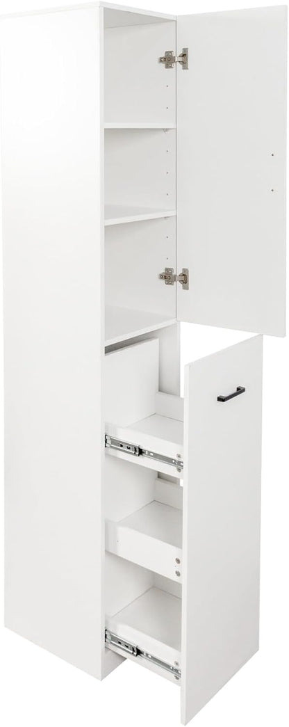 KEIKI Pull-Out Kitchen Pantry Storage Cabinet with Multi-Tier Shelf, Spice Rack Next to Fridge, Freestanding Wood Cabinet Hutch Food Pantries Cupboard for Dining Room, Narrow Spaces