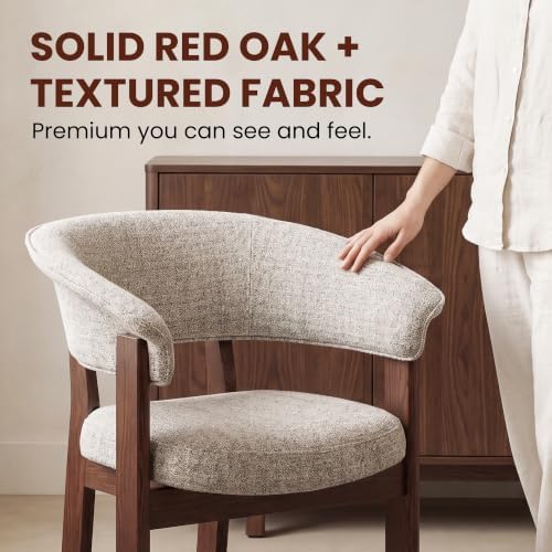 COLAMY Fully Assembled Upholstered Dining Chair, Solid Red Oak Wood Kitchen Side Chair, No Assembly Required Modern Farmhouse Dining Room Accent Seating, Single Pack,Set of 1