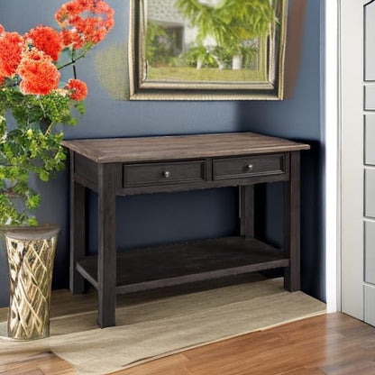 Signature Design by Ashley Tyler Creek Farmhouse Console Table, 2 Drawers | Behind couch table, Solid and engineered wood and veneers, 22-inch deep display shelf, Farmhouse sofa table