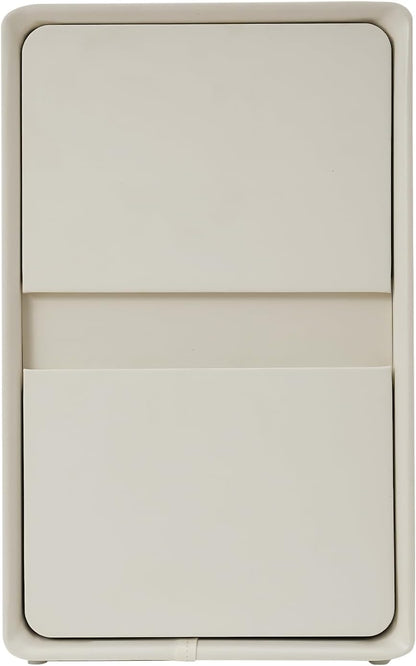 Modern Bedside Table, Minimalist Nightstand Small Narrow Side Table with 2 Drawers for Bedroom Living Room Small Space White