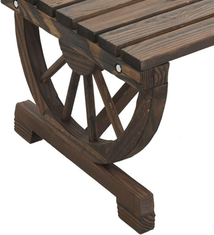 vidaXL Patio Footstool in Solid Fir Wood with Wagon Wheel Design – Durable Outdoor Ottoman/Garden Stool, Brown, 15.7""x14.4""x15.2"", 365110