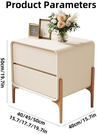 Modern Two-Drawer Bedside Table Free Installation Boudoir Storage Cabinet Stylish and Practical Bedside Storage All Occasion(Brown,40 cm)