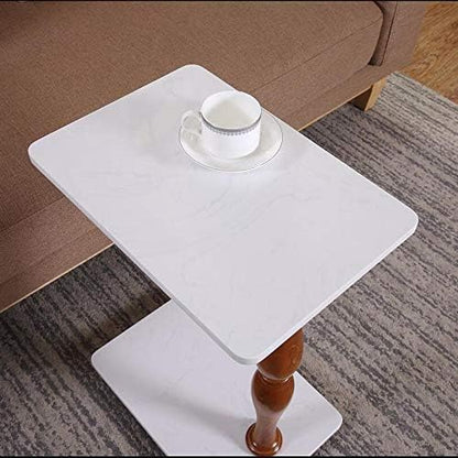 Telephone Table, Marble Sofa Side Table,Magazine Table,Telephone Table,Square Mobile Coffee Table(Color:White,Size:16.7311.6123.62in)