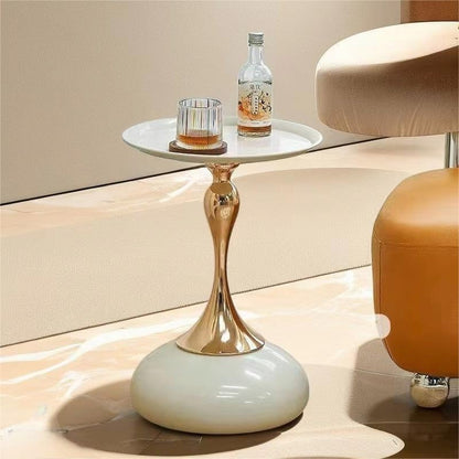 Coffee Table Living Room Metal Moving knickknacks Bedroom nightstand Sofa Side Several Balconies Round Table Italian-Style Telephone Table (White)