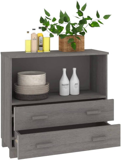 Light Grey Sideboard with Solid Pine Wood and MDF Construction, Modern Storage Cabinet for Living Room or Dining Room, Durable Furniture with Smooth Finish and Versatile