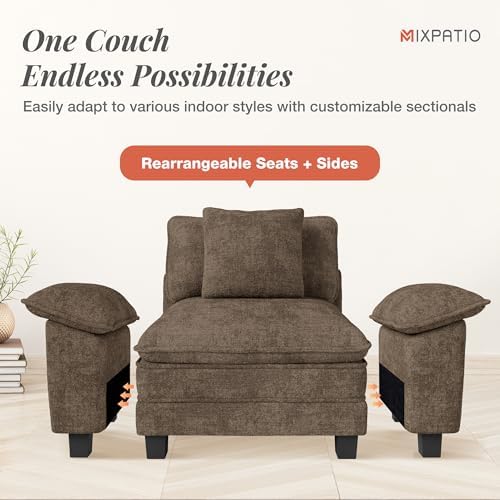 MIXPATIO 124" 5-Seat U Shaped Modular Sectional Sofa,Chenille Taupe | Modern Sectional Couches for Living Room, Wider Armrest and Deep Seat, Comfy Cloud Sofa, Soft Chenille Furniture