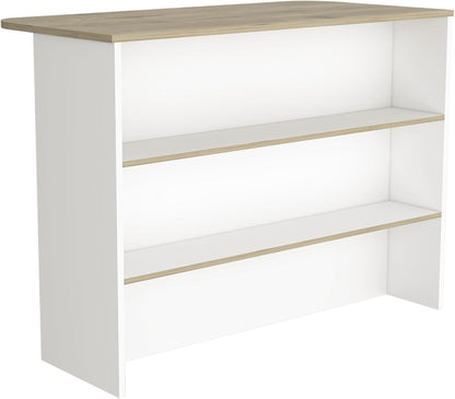 Kitchen Island with Two-Tier Storage Shelf and Workstation, White | Two-tier storage shelf and spacious workstation for efficient meal prep