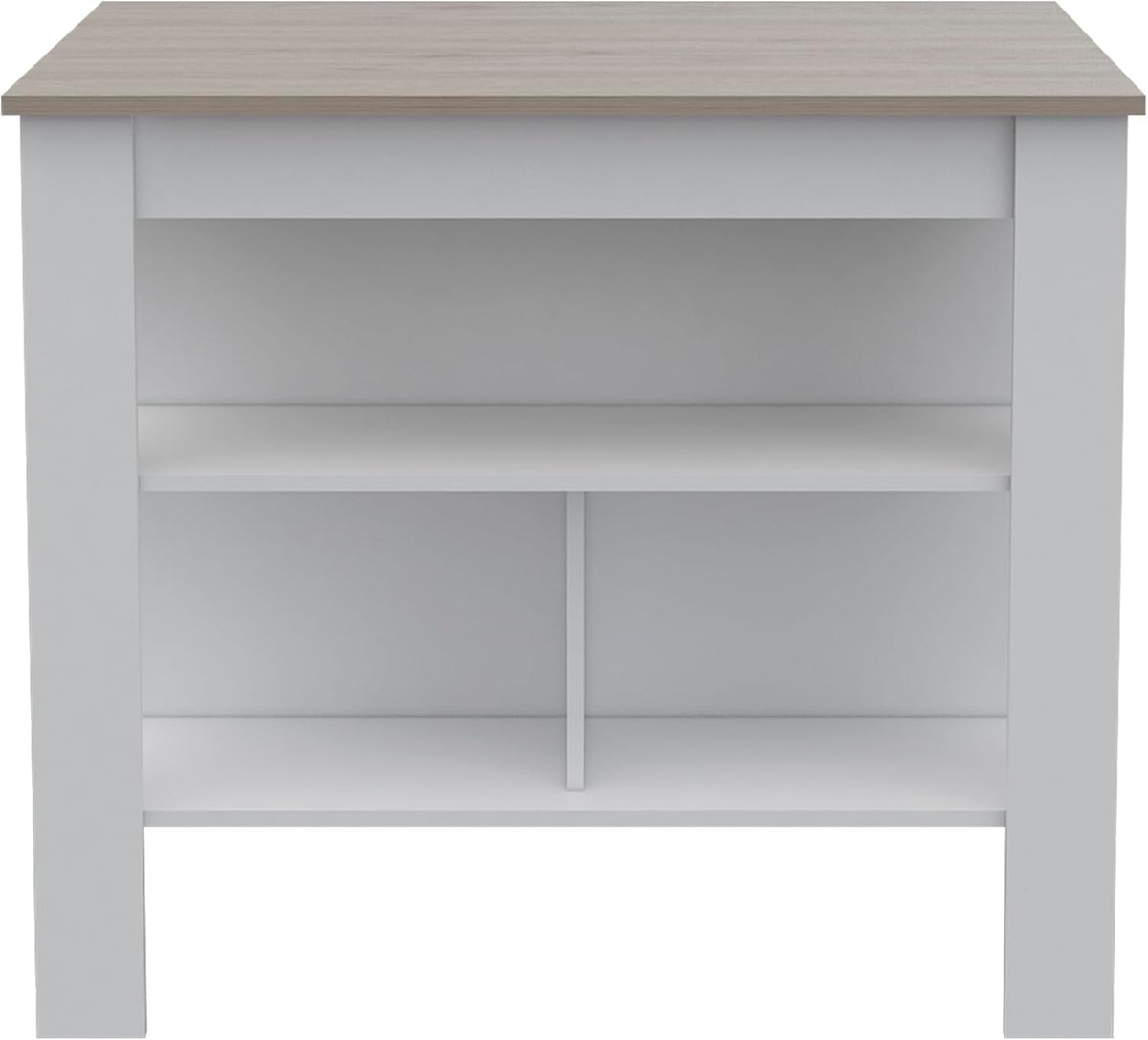Three Shelf Kitchen Island with Four Legs - Light Gray/White | Three-tiered design with four legs for stable support