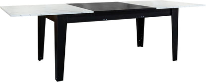 KEIKI 70.87”-106.3”L Extendable Dining Room Table for 6-10 People, Wood Modern Rustic Rectangle Expandable Kitchen Living Meeting Room Gatherings Furniture, 3 Tabletop Length Options, Marble White