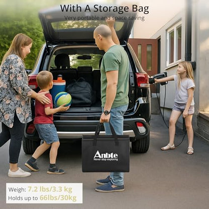 Anbte Folding Camping Table with Storage Net, 3ft Portable Table, 35" x 16" | Aluminum Folding Table, 3 Adjustable Height Max 27.5", Picnic Table For Indoor Outdoor Backyard Travel Tailgate, Pure Black