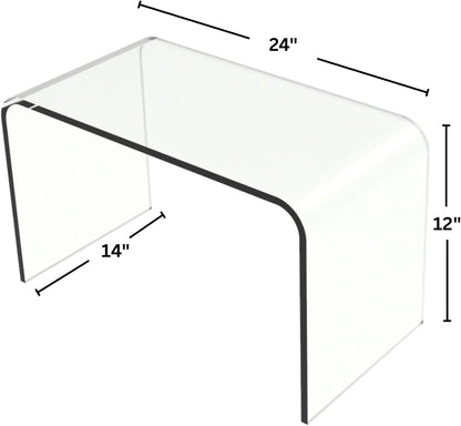Acrylic Side Table - C Shaped End Table - Multipurpose Modern Furniture for Living Rooms and Offices by Lavish Home (Clear)