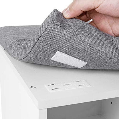 VASAGLE Shoe Bench with Cushion, 10 Compartments, 11.8 x 40.9 x 18.9 Inches | Entryway Storage Bench with Padded Seat, for Bedroom, Cloud White and Dove Gray, CUSTOS Collection ULHS10WT