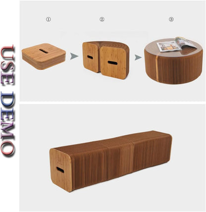 Accordion Paper Folding Sofa Chair,Versatile,Can Be Used As A Coffee Table,Shoe Change Stools and Benches,can Meet Your Various Needs,Brown