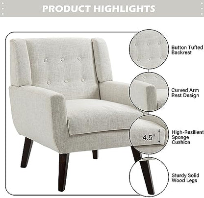 Accent Chairs Set of 2, Velvet Upholstered Armchair, Orange | Mid Century Modern Living Room Chair, Button Tufted Wingback Chair with Removable Cushion, Bedroom Side Reading Seat
