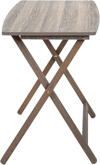 Oversized Rustic Gray Folding Tray Table, 23.5 x 18 Inch Surface