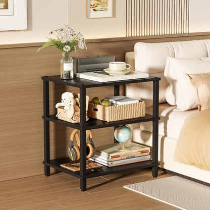 LELELINKY 3-Tier AV Media Player Stand, Stereo Cabinet, Modern Stereo Cabine,Game Console Shelf,Wooden TV Stand,Multifunctional Entertainment Center, Suitable for Home, Conference Room, Black