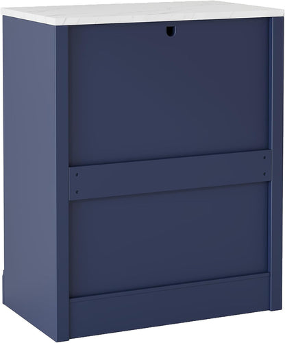 Merax Kitchen Pantry Storage Cabinet Freestanding Cupboard with Darwer, 2 Adjustable Shelves and 2 Door Shelves Coffee Bar Cabinet for Kitchen, Dining, Living Room, Blue x 2
