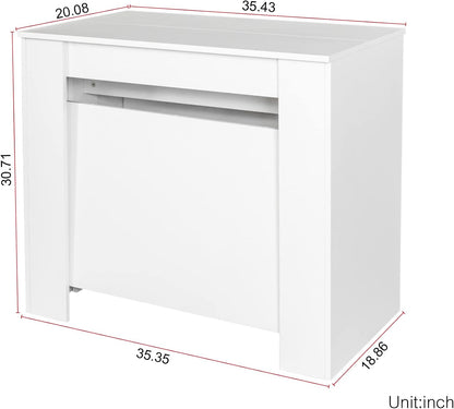 Henf Extendable Console Table with Extension Leaves, White Dining Room Table, 20''-118'' Expandable Dining Table for Living Room, Space Saving Extendable Dining Room Table for 2-12 Person