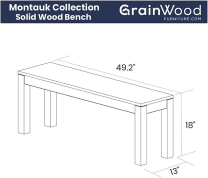 Grain Wood Furniture Montauk Solid Wood Bench, Rustic Walnut