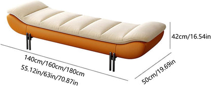 Modern Leathers End of Bed Bench for Bedroom,Upholstered Storage Ottoman Entryway with for Living Room Entryway(Orange,180 * 50 * 42cm)