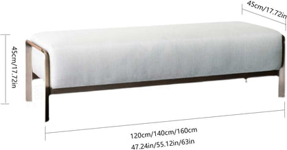 Modern End of Bed Bench with Metal Legs, Upholstered Entryway for Living Room, Bedroom, (White) Entryway(140 * 45 * 45cm)