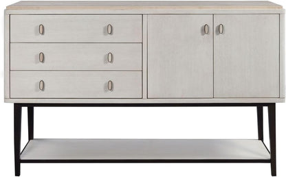 White Solid Wood Server with Metal Base, Solid Wood + MDF | Modern server with soft-close drawers and metal base