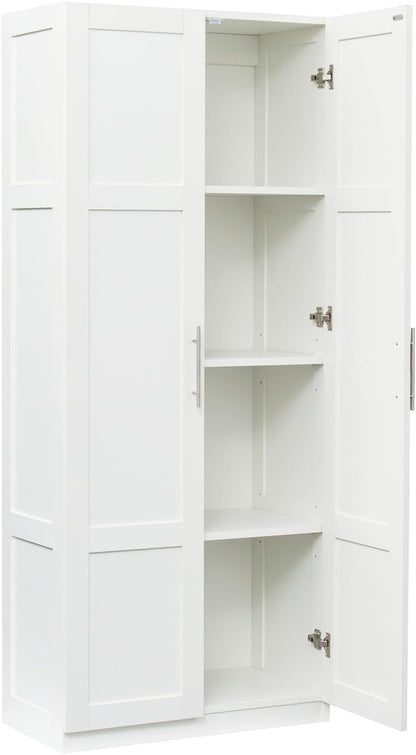 29.53”W Kitchen Pantry Cabinet, Tall Storage Cabinet with 2 Doors, Wooden Kitchen Cupboard Cabinet with Adjustable Shelves for Kitchen, Dining Room, Living Room, 29.53inch